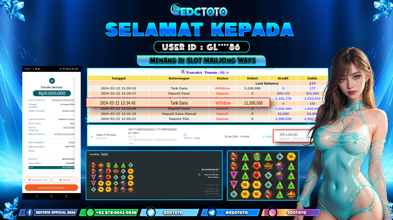 Selamat Kepada Member EDCTOTO JACKPOT 11 JT di SLOT Gates Of Olympus jangan ragukan situs RESMI EDCTOTO